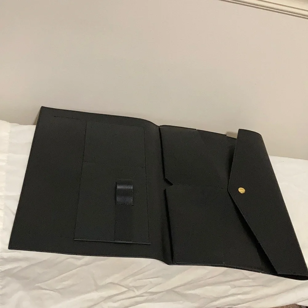 Black Leather Desk Organizer Portfolio